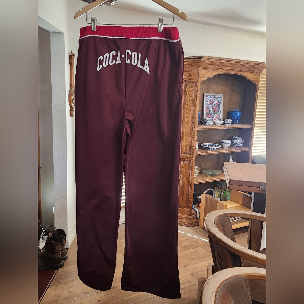 Coca-Cola Track Pants Wide Leg In Cola Brown (Burgundy) Size XL
